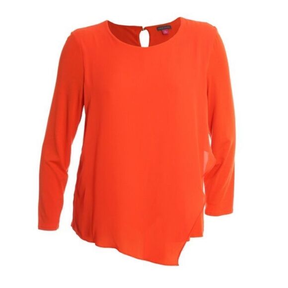 Vince Camuto Long Sleeve Scoop Neck Chiffon Overlay Tunic Size Large - Picture 1 of 13